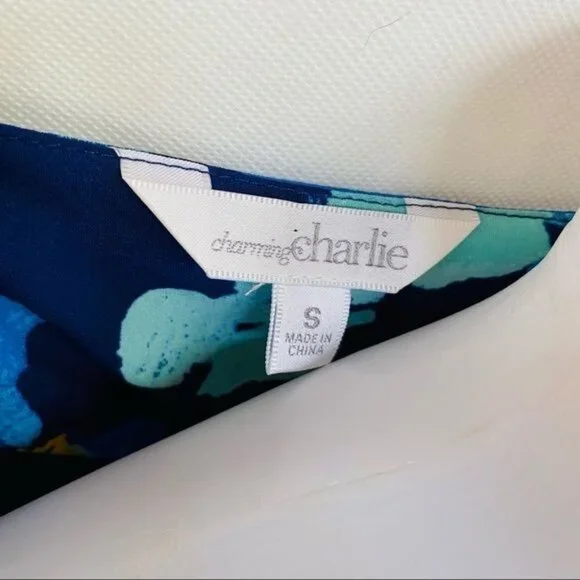 Charming Charlie Blue Floral A-Line Sleeveless Midi Dress Size S - Picture 2 of 11